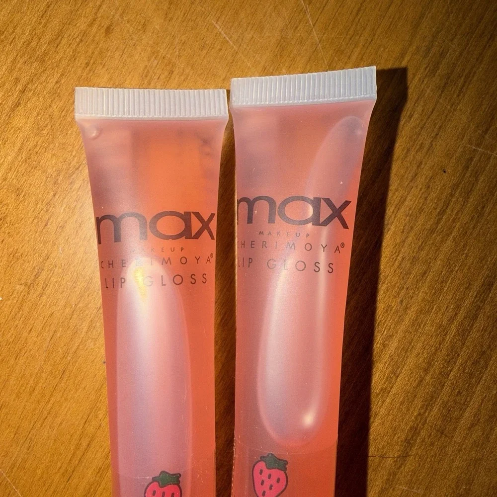 NEW Max Cherimoya Lip Gloss Ultra Shine‎ Pink Jelly Strawberry Sealed Lot Of 2